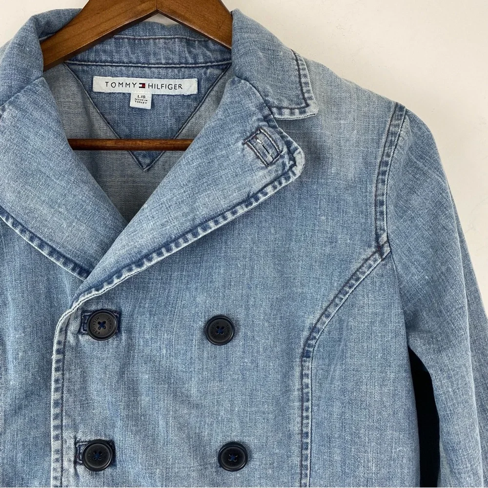 Tommy Hilfiger Light Blue Denim Double-Breasted Jacket - Picture 2 of 7